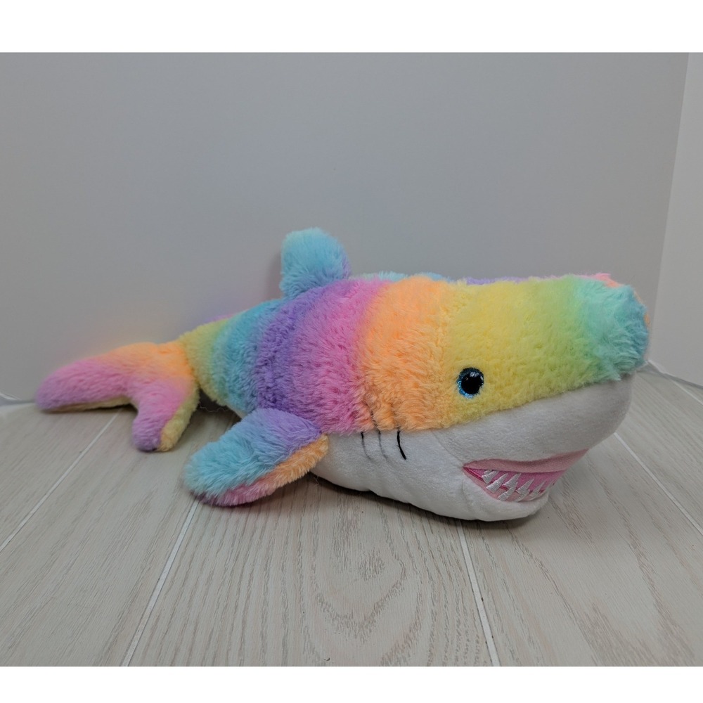 The Petting Zoo Shark Plush Multicolor Rainbow Striped Stuffed Animal